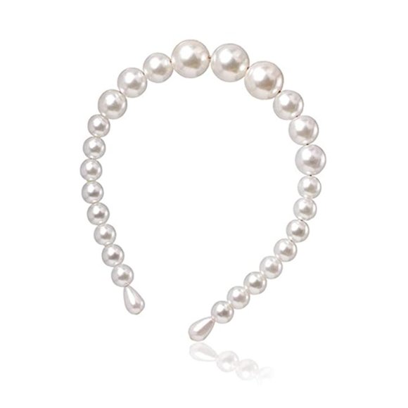 FAUX PEARL HEADBAND GRADUATED BAUBLE BRIDAL - Picture 5 of 5